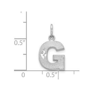 14K White Gold Solid Satin Diamond-cut Initial G Charm