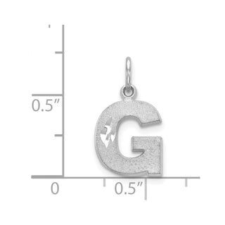 14K White Gold Solid Satin Diamond-cut Initial G Charm