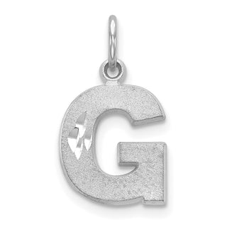 14K White Gold Solid Satin Diamond-cut Initial G Charm