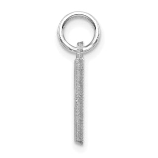 14K White Gold Solid Satin Diamond-cut Initial H Charm