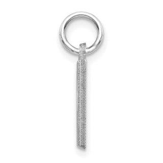 14K White Gold Solid Satin Diamond-cut Initial H Charm