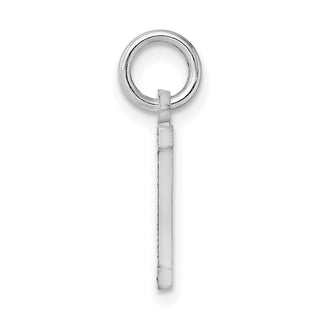 14K White Gold Solid Satin Diamond-cut Initial I Charm