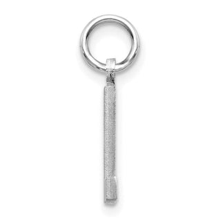 14K White Gold Solid Satin Diamond-cut Initial L Charm