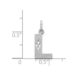 14K White Gold Solid Satin Diamond-cut Initial L Charm