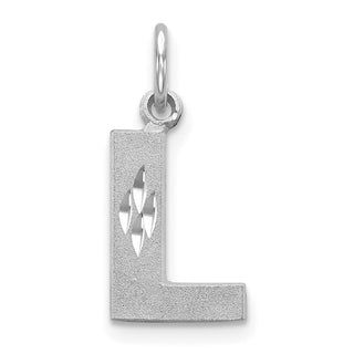 14K White Gold Solid Satin Diamond-cut Initial L Charm