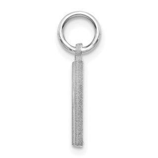 14K White Gold Solid Satin Diamond-cut Initial N Charm