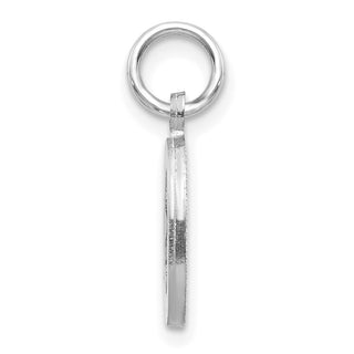 14K White Gold Solid Satin Diamond-cut Initial O Charm