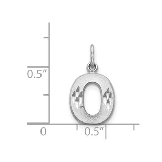 14K White Gold Solid Satin Diamond-cut Initial O Charm