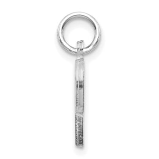 14K White Gold Solid Satin Diamond-cut Initial P Charm