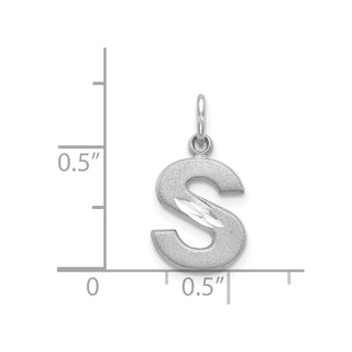 14K White Gold Solid Satin Diamond-cut Initial S Charm