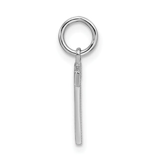 14K White Gold Solid Satin Diamond-cut Initial T Charm