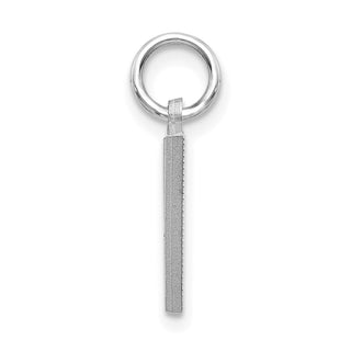14K White Gold Solid Satin Diamond-cut Initial V Charm