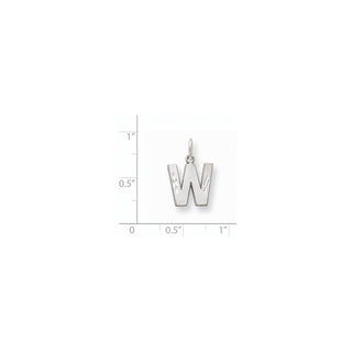 14K White Gold Solid Satin Diamond-cut Initial W Charm