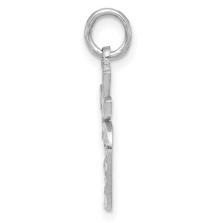 14K White Gold Diamond-cut Apple Charm