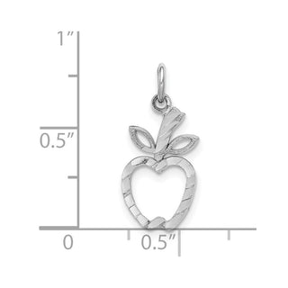 14K White Gold Diamond-cut Apple Charm