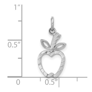 14K White Gold Diamond-cut Apple Charm