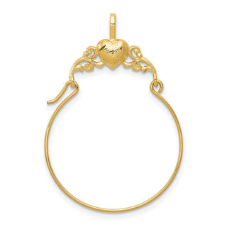 14k Yellow Gold Polished Heart Charm Holder Pendant
