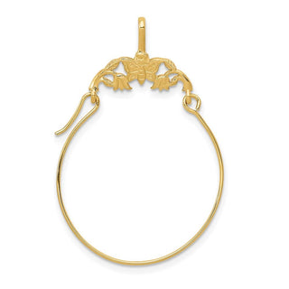 14k Yellow Gold Polished Butterflies Holder Charm Holder Pendant