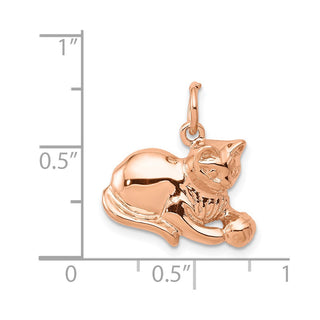 14K Rose Gold Solid Polished Open-Backed Cat Charm