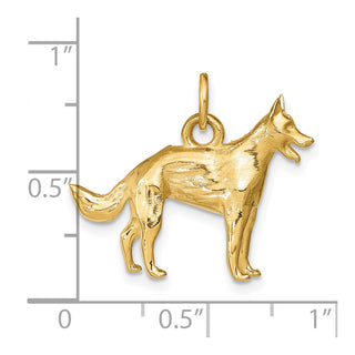 14k Yellow Gold Solid Polished 3-D German Shepherd Charm