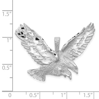 14K White Gold Polished Diamond-cut Eagle Pendant