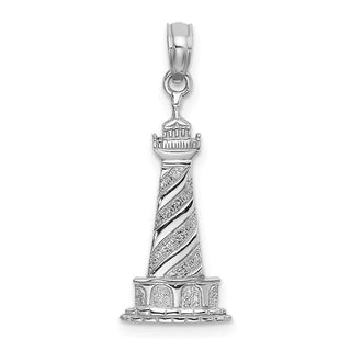 14k White Gold 2-D Cape Hatteras Lighthouse Pendant