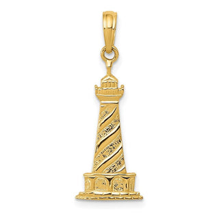 14k Yellow Gold Lighthouse Pendant D1348