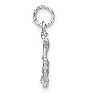 14k White Gold Solid Polished Diamond-Cut 3-Dimensional Anchor Charm