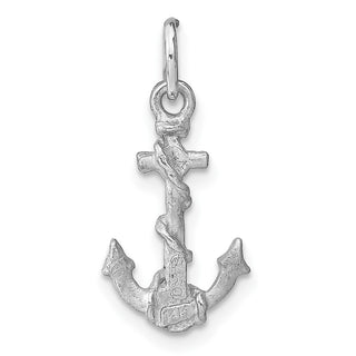 14k White Gold Solid Polished Diamond-Cut 3-Dimensional Anchor Charm
