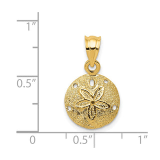14k Yellow Gold Solid Polished Laser-Cut Sand Dollar Pendant D1395