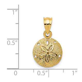 14k Yellow Gold Solid Polished Laser-Cut Sand Dollar Pendant D1395