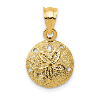 14k Yellow Gold Solid Polished Laser-Cut Sand Dollar Pendant D1395