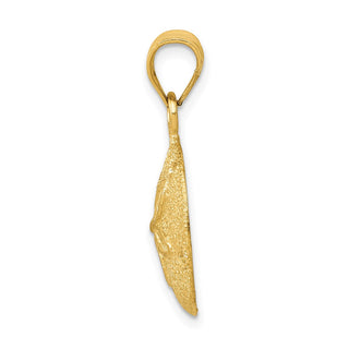 14k Yellow Gold Solid Polished Laser-Cut Sand Dollar Pendant D1396