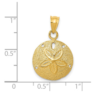 14k Yellow Gold Solid Polished Laser-Cut Sand Dollar Pendant D1396
