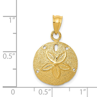 14k Yellow Gold Solid Polished Laser-Cut Sand Dollar Pendant D1396