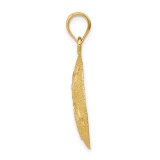 14k Yellow Gold Solid Polished Laser-Cut Sand Dollar Pendant D1397