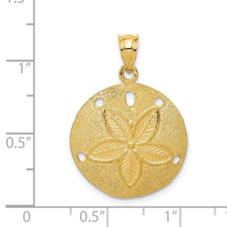 14k Yellow Gold Solid Polished Laser-Cut Sand Dollar Pendant D1397
