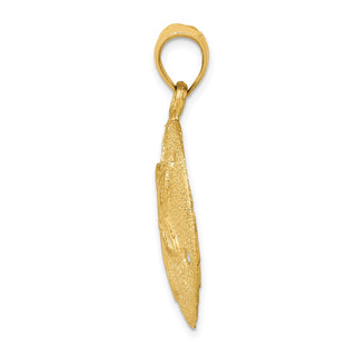 14k Yellow Gold Solid Polished Laser-Cut Sand Dollar Pendant D1398