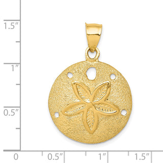 14k Yellow Gold Solid Polished Laser-Cut Sand Dollar Pendant D1398