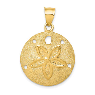 14k Yellow Gold Solid Polished Laser-Cut Sand Dollar Pendant D1398