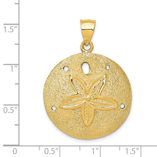 14k Yellow Gold Solid Polished Laser-Cut Sand Dollar Pendant D1399