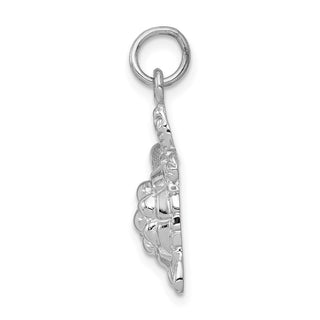 14K White Gold Solid Polished Open-Backed Turtle Charm