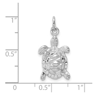 14K White Gold Solid Polished Open-Backed Turtle Charm
