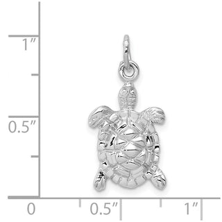 14K White Gold Solid Polished Open-Backed Turtle Charm