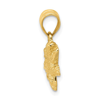 14k Yellow Gold Solid Polished Open-Backed Crocodile Pendant