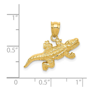 14k Yellow Gold Solid Polished Open-Backed Crocodile Pendant