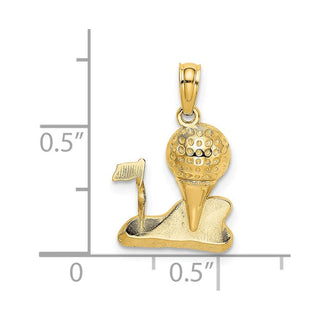 14k Yellow Gold Solid Polished Golfing Pendant
