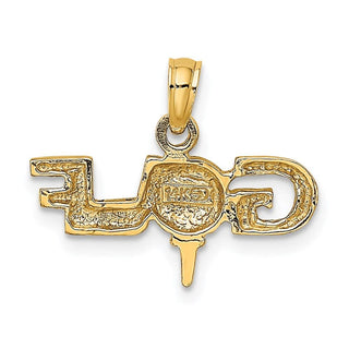14k Yellow Gold Solid Polished Golf Pendant
