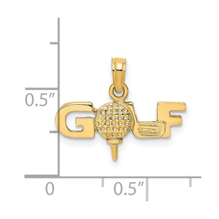 14k Yellow Gold Solid Polished Golf Pendant