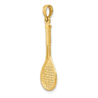 14k Yellow Gold Solid Polished 3-D Tennis Racquet Charm D1440